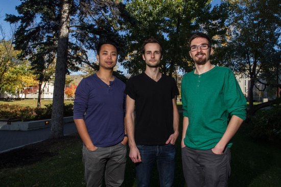 University of Manitoba architect students Francis Garcia (from left), Zach Nimchuk and Stefan Klassen. (Mike Deal / Winnipeg Free Press)
