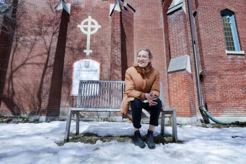 RUTH BONNEVILLE / WINNIPEG FREE PRESS 
                                Holly Goossen, who works half-time as a community health-care nurse at Misericordia Hospital, works 10 hours per week at the church, attending to the needs of parishioners.