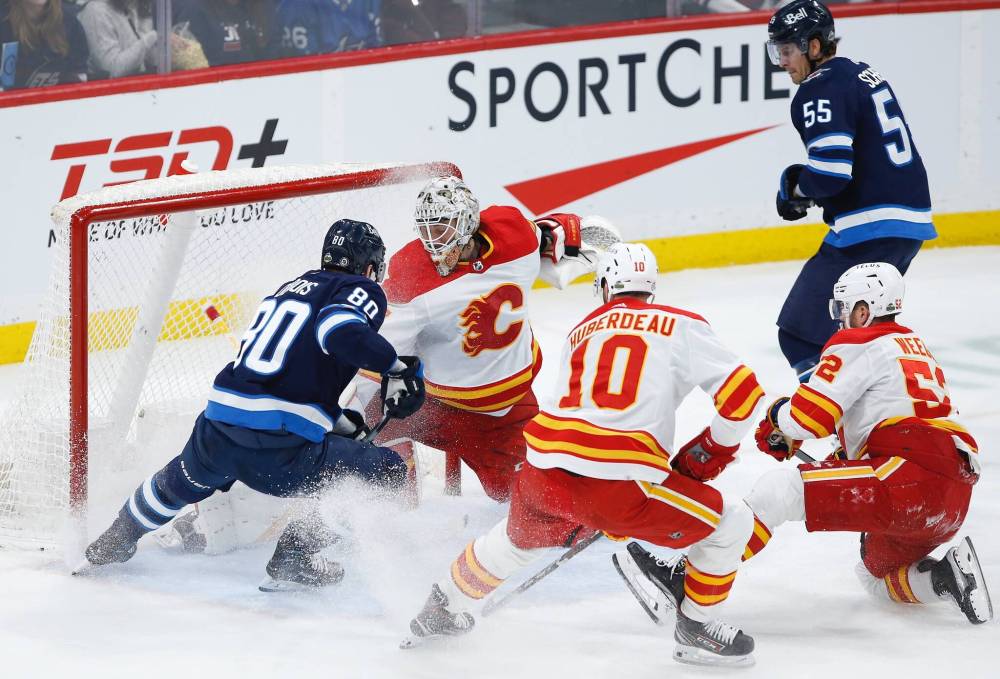 John Woods / THE CANADIAN PRESS
                                Calgary Flames goaltender Jacob Markstrom came up big when he had to Wednesday night, much to the chagrin of Winnipeg Jets fans.