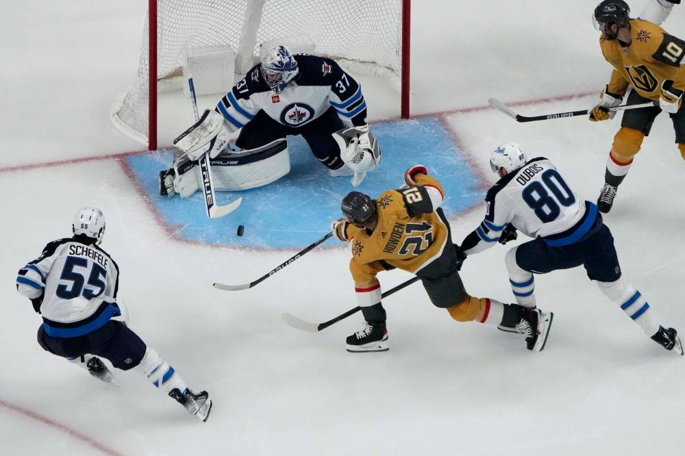John Locher / The Associated Press
The Vegas Golden Knights were only able to generate 17 shots on net against the Winnipeg Jets on Monday night.