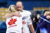 Canada&rsquo;s Jennifer Jones (left) and Brent Laing fell 6-2 to the United States early Friday in the semifinal of the World Mixed Doubles Curling Championship. (World Curling Federation / Stephen Fisher)
