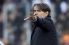 Inter coach Simone Inzaghi gestures during the Italian Serie A soccer match between Salernitana and Inter Milan at the Arechi stadium in Salerno, Italy, Friday, April 7, 2023. (Alessandro Garofalo/LaPresse via AP)