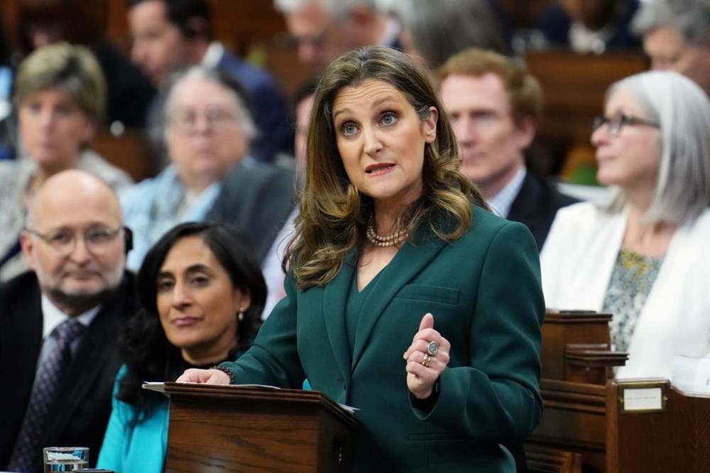 Finance Minister Chrystia Freeland delivers the federal budget in the House of Commons on Parliament Hill in Ottawa, Tuesday, March 28, 2023. This year's federal budget doled out more than $800 million to expand loans and grants for the upcoming school year, but students are looking forward to more permanent changes to financial assistance to make school more affordable. THE CANADIAN PRESS/Sean Kilpatrick
