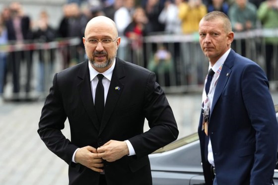 Ukrainian Prime Minister Denys Shmyhal (left) in Prague in 2022. (Petr David Josek / The Canadian Press / The Associated Press files)