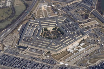 FILE - The Pentagon is seen from Air Force One as it flies over Washington, March 2, 2022. The FBI wants to question a 21-year-old member of the Massachusetts Air National Guard in connection with the disclosure of highly classified military documents on the Ukraine war, two people familiar with the investigation said Thursday, April 13, 2023. (AP Photo/Patrick Semansky, File)