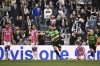 Sassuolo's Gregoire Defrel, center, celebrates after scoring during the Serie A soccer match between Sassuolo and Juventus at the Mapei stadium in Reggio Emilia, Italy, Sunday, April 16, 2023. (Massimo Paolone/LaPresse via AP)