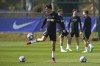 Chelsea's Joao Felix during a training session ahead of Tuesday's Champions League, return leg, quarterfinal soccer match against Real Madrid, at Cobham Training Ground, London, Monday April 17, 2023. (John Walton/PA via AP)