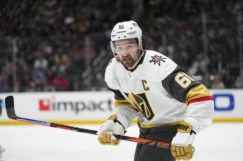 Golden Knights' Mark Stone watches action during the third period of an NHL hockey game against the Los Angeles Kings, Tuesday, Dec. 27, 2022, in Los Angeles. Stone, a Winnipeg native, has been activated off long-term injured reserve and will play in Game 1 of the Stanley Cup playoffs against the Winnipeg Jets, the team announced Monday. THE CANADIAN PRESS/AP-Jae C. Hong