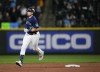 Seattle Mariners' Cal Raleigh jogs the bases after hitting a solo home run against the Milwaukee Brewers during the second inning of a baseball game Monday, April 17, 2023, in Seattle. (AP Photo/Lindsey Wasson)