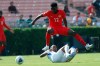 Canada midfielder Alphonso Davies (12) leaps over Martinique midfielder Daniel Herelle during the first half of a CONCACAF Gold Cup soccer match in Pasadena, Calif., Saturday, June 15, 2019. Canada will open this summer's Gold Cup in Toronto against a yet-to-be decided qualifying team before heading to Houston to complete Group D play against Guatemala and Cuba. THE CANADIAN PRESS/AP/Ringo H.W. Chiu