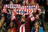 Atletico Ottawa fans raise their team's scarves before first half Canadian Premier League finals soccer action between the Atletico Ottawa and Forge FC in Ottawa on Sunday, Oct. 30, 2022. HFX Wanderers FC takes on Atletico Ottawa and York United FC faces Vancouver FC in a Canadian Championship doubleheader Wednesday at York Lions Stadium in Toronto. Atletico Ottawa is looking for its first cup win while CPL expansion side Vancouver is after its first-ever competitive victory anywhere. THE CANADIAN PRESS/Justin Tang