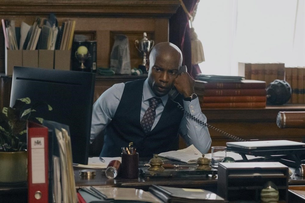 This image released by Netflix shows David Gyasi as Austin Dennison in a scene from