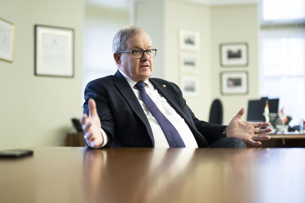 Minister of Veterans Affairs Lawrence MacAulay participates in an interview in his office in Ottawa on Thursday, Dec. 15, 2022. THE CANADIAN PRESS/Justin Tang