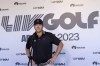 Talor Gooch of RangeGoats GC speaks at a press conference after the first round of LIV Golf Adelaide at the Grange Golf Club, Friday, April 21, 2023, in Adelaide, Australia. (Chris Trotman/LIV Golf via AP)