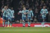 Southampton's Theo Walcott, second from right, is cheered by teammates after scoring during the English Premier League soccer match between Arsenal and Southampton at Emirates stadium in London, Friday, April 21, 2023. (AP Photo/Kirsty Wigglesworth)
