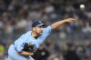 Toronto Blue Jays starting pitcher Yusei Kikuchi throws during the fourth inning of the team's baseball game against the New York Yankees at Yankee Stadium, Friday, April 21, 2023, in New York. (AP Photo/Seth Wenig)
