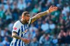 Hertha's Kevin Prince Boateng reacts during the Bundesliga soccer match between Hertha BSC and Werder Bremen at Olympiastadion, in Berlin, Saturday, April 22, 2023. (Soeren Stache/dpa via AP)