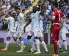 Inter Milan's Romelu Lukaku, center, scelebrates after scoring his second goal of the game during the Italian Serie A soccer match between Empoli and Inter Milan at the Castellani Stadium in Empoli, Italy, Sunday, April 23, 2023. (Marco Bucco/LaPresse via AP)