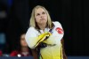 Manitoba skip Jennifer Jones looks on while playing Team Canada during the final at the Scotties Tournament of Hearts, in Kamloops, B.C., on Sunday, February 26, 2023.&nbsp;Jones and Brent Laing suffered their first loss of the world mixed doubles curling championship on Sunday in South Korea. THE CANADIAN PRESS/Darryl Dyck