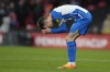 Brighton's Solly March reacts after failing to score a penalty during the English FA Cup semifinal soccer match between Brighton and Hove Albion and Manchester United at Wembley Stadium in London, Sunday, April 23, 2023. (AP Photo/Kirsty Wigglesworth)