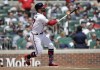Atlanta Braves' Kevin Pillar watches his solo home run hit off Houston Astros' Cristian Javier in the fifth inning of a baseball game, Sunday, April 23, 2023, in Atlanta. (AP Photo/Ben Margot)