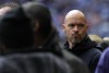 Manchester United's head coach Erik ten Hag stands on the touchline before the English FA Cup semifinal soccer match between Brighton and Hove Albion and Manchester United at Wembley Stadium in London, Sunday, April 23, 2023. (AP Photo/Alastair Grant)