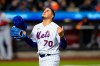 New York Mets starting pitcher Jose Butto gestures as he leaves the baseball game against the Washington Nationals the fifth inning Tuesday, April 25, 2023, in New York. (AP Photo/Frank Franklin II)