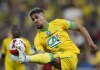 FILE - Nantes' Ludovic Blas kicks the ball during the French Cup final soccer match between Nice and Nantes at the Stade de France stadium, in Saint Denis, north of Paris, Saturday, May 7, 2022. Blas and his teammates are returning to the Stade de France on Saturday to take on Toulouse in another French Cup final. (AP Photo/Christophe Ena, File)