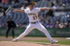 Pittsburgh Pirates starting pitcher Mitch Keller delivers during the first inning of a baseball game against the Los Angeles Dodgers in Pittsburgh, Thursday, April 27, 2023. (AP Photo/Gene J. Puskar)