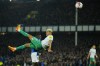 Newcastle's Bruno Guimaraes, centre, and Everton's Idrissa Gueye challenge for the ball during the English Premier League soccer match between Everton and Newcastle United at the Goodison Park stadium in Liverpool, England, Thursday, April 27, 2023. (AP Photo/Jon Super)