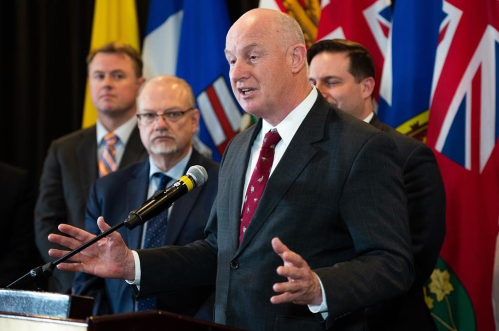 British Columbia Minister of Public Safety and Solicitor General Mike Farnworth speaks during a Federal-Provincial-Territorial (FPT) Ministers press conference in Ottawa on March 10, 2023. THE CANADIAN PRESS/Spencer Colby
