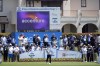 Nasa Hataoka, front, hits from the first tee during the first round of the LPGA LA Championship golf tournament at Wilshire Country Club Thursday, April 27, 2023, in Los Angeles. (AP Photo/Marcio Jose Sanchez)