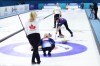 Canada's Jennifer Jones and Brent Laing play against Cory Thiesse and Korey Dropkin at the World Mixed Doubles Curling Championship in Gangneung, Korea on Friday, April 28, 2023. Canada will play for the bronze medal after falling 6-2 to the United States in the semifinal match. THE CANADIAN PRESS/HO-World Curling Federation-Stephen Fisher **MANDATORY CREDIT**