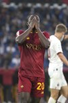 Roma's Mady Camara reacts after missing a scoring chance during a Serie A soccer match between Roma and AC Milan, at Rome's Olympic stadium, Saturday, April 29, 2023. (AP Photo/Gregorio Borgia)