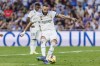 Real Madrid's Karim Benzema scores his side's third goal with a penalty kick during a Spanish La Liga soccer match between Real Madrid and Almeria at the Santiago Bernabeu stadium in Madrid, Spain, Saturday, April 29, 2023. (AP Photo/Pablo Garcia)