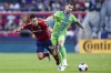 Seattle Sounders midfielder Albert Rusnák (11) and Real Salt Lake forward Rubio Rubin (14) vie for the ball during an MLS soccer match Saturday, April 29, 2023, in Sandy, Utah. (Ryan Sun/The Deseret News via AP)