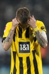Dortmund's Marco Reus reacts after the German Bundesliga soccer match between VfL Bochum and Borussia Dortmund in Bochum, Germany, Friday, April 28, 2023. (AP Photo/Martin Meissner)