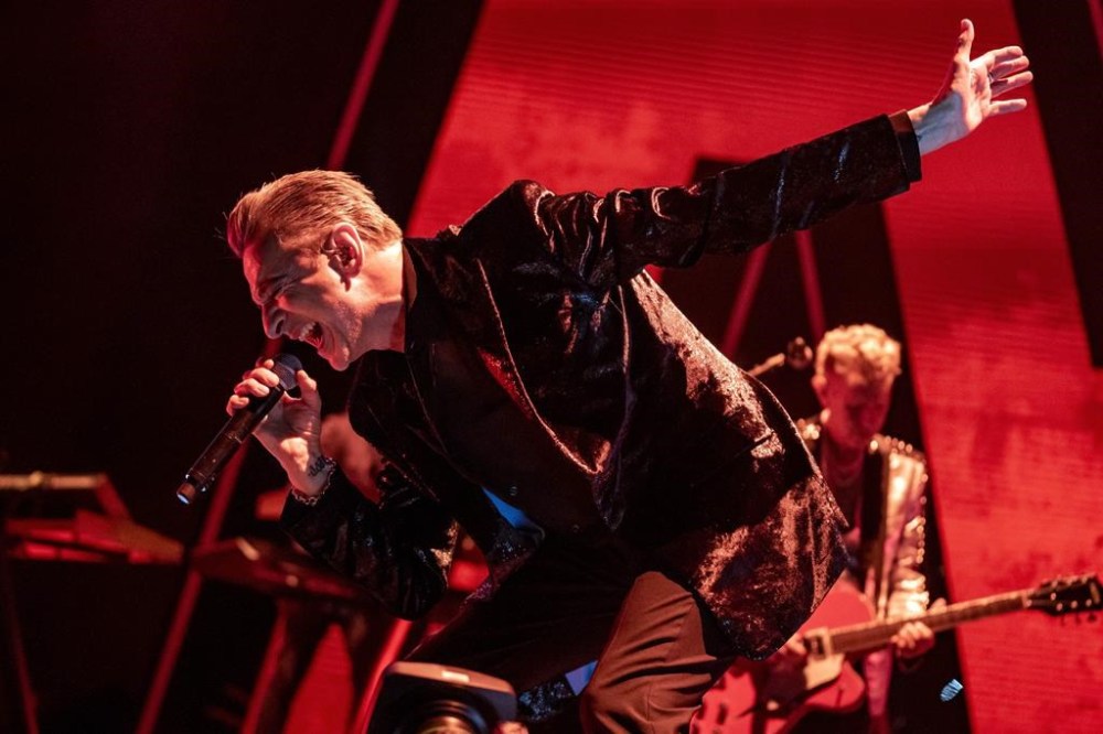 Dave Gahan of Depeche Mode performs on Wednesday, April 5, 2023, at the United Center in Chicago. (Photo by Rob Grabowski / Invision/AP)