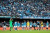 Napoli's players wave to supporters after the Serie A soccer match between Napoli and Salernitana, at the Diego Armando Maradona stadium in Naples, Italy, Sunday, April 30, 2023. The match ended in a 1-1 draw. (Alessandro Garofalo/LaPresse via AP)