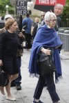 Jessica Leeds, right, arrives to federal court to testify as part of a lawsuit against Donald Trump in New York, Tuesday, May 2, 2023. (AP Photo/Seth Wenig)