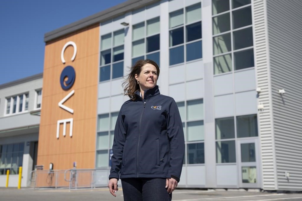 Melanie Nadeau, CEO of the Centre for Ocean Ventures and Entrepreneurship (COVE), poses at the company's headquarters in Dartmouth, N.S. on Thursday, April 13, 2023. THE CANADIAN PRESS/Darren Calabrese