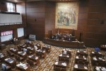 The Senate chambers sits nearly empty at the Oregon State Capitol in Salem, Ore., Thursday, May 4, 2023. Republican members of the Oregon Senate on Thursday extended their boycott of Senate proceedings into a second day, delaying action by the majority Democrats on bills on gun safety, abortion rights and gender-affirming health care. (AP Photo/Amanda Loman)