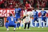 Players of Japan's Urawa Red Diamonds, in red jersey, celebrate after winning against Saudi Arabia's Al Hilal, in blue jersey, at the AFC Champions League final match at Saitama Stadium in Saitama, near Tokyo, Saturday, May 6, 2023. (AP Photo/Toru Hanai)