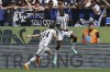 Juventus' Samuel Iling-Junior celebrates scoring during the Serie A soccer match between Atalanta and Juventus at Gewiss Stadium, Bergamo, Italy, Sunday May 7, 2023. (Spada/LaPresse via AP)