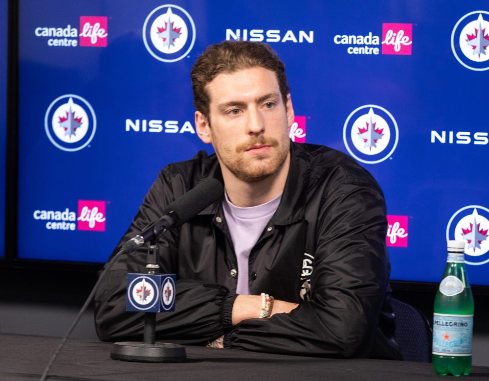 JESSICA LEE / WINNIPEG FREE PRESS
“I have no problem with the coach saying what he wants to say, we’re all entitled to our opinions. I would have just loved to hear it face to face and not through you guys after the game,” said Winnipeg Jets player Pierre-Luc Dubois.