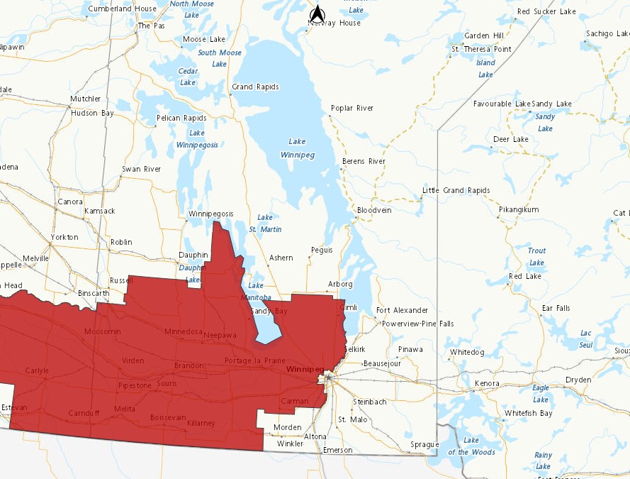 Ten to 15 cm of snow is forecast for areas of southwestern Manitoba. (Environment Canada)