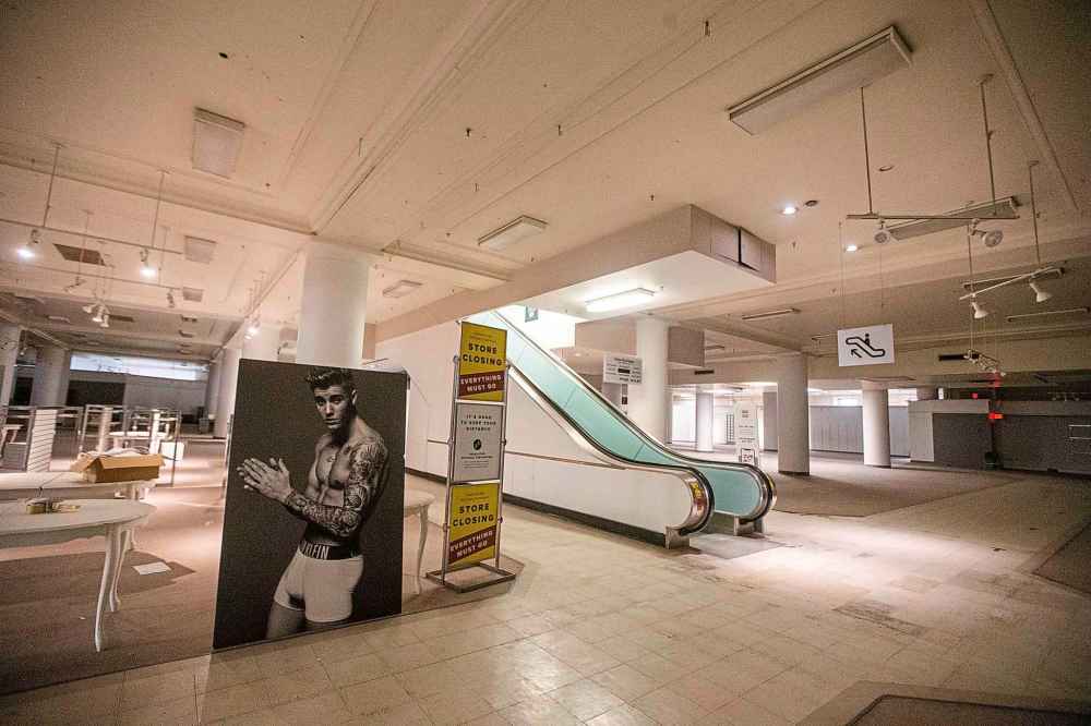 A lonely Justin Bieber on the second floor at The Bay.