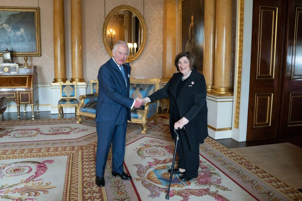SUPPLIED PHOTO
King Charles receives Lieutenant Governor of Manitoba, The Honourable Anita Neville, during an audience at Buckingham Palace, in London in April.