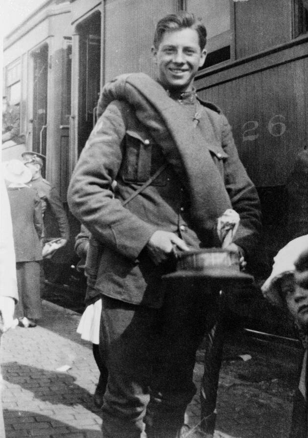Percy Bousfield leaving Winnipeg in May 1915 as part of the Canadian Expeditionary Force. (Supplied)