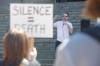 Mike Deal / Winnipeg Free Press
                                Thomas Linner, Provincial Director for Manitoba Health Coalition, speaks at a rally on the steps of the Manitoba Legislative building Thursday.